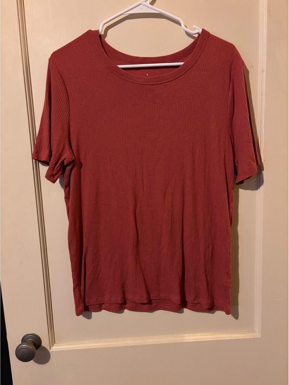 a.new day  XXL Rust Red Ribbed Short Sleeve Top